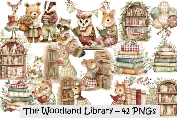 Download Woodland Library Cute Animals PNGs - Library Collection
