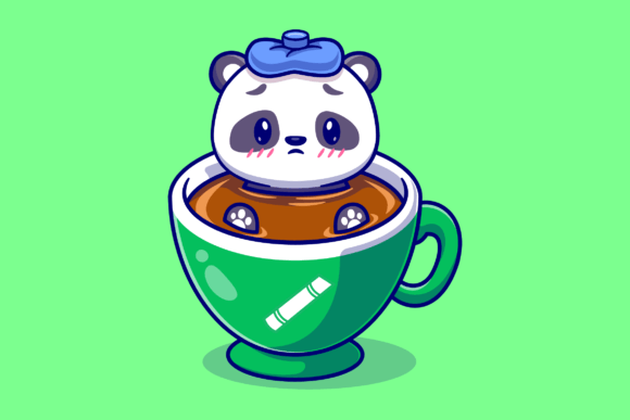 Download Cute Panda Fever in Coffee Cartoon - Fever Collection
